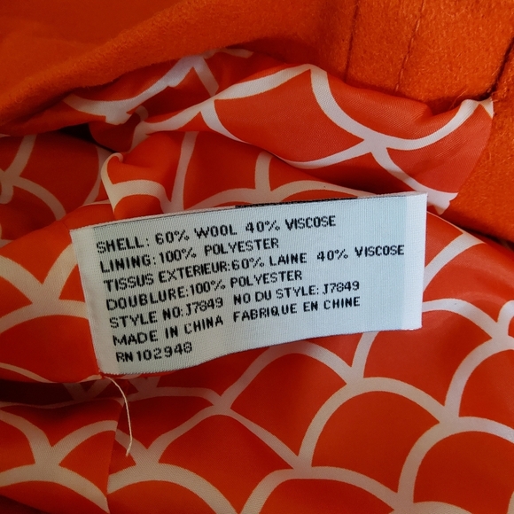 TULLE Anthro Wool Brilliant Persimmon Orange Jacket Lined Size M - Picture 8 of 9